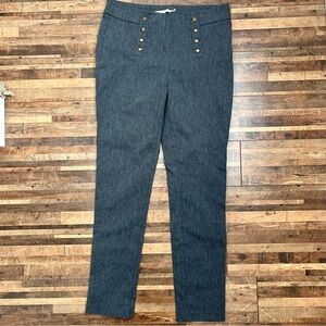 HAVE Sailor-Style Mid-Rise Button Embellished Cropped Pants Gray Sz L